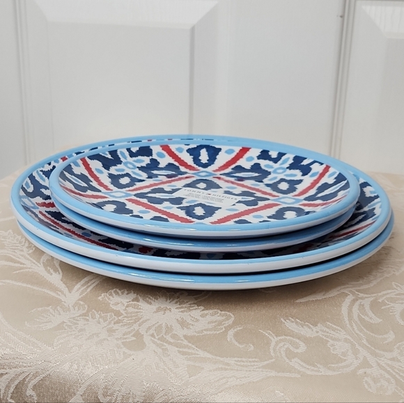 Tommy Hilfiger melamine plate set of 4 dinner and salad plate red white blue - Picture 14 of 14